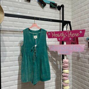 Sleeveless Pleated Tie-Front Romper - S5233 - Umgee